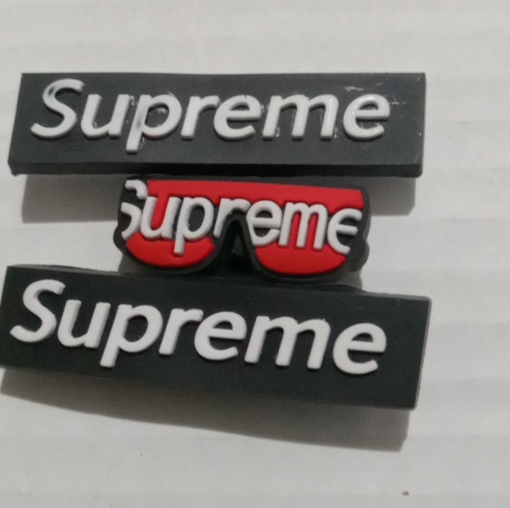 Supreme Black and Red Logo Shoe charms for crocs